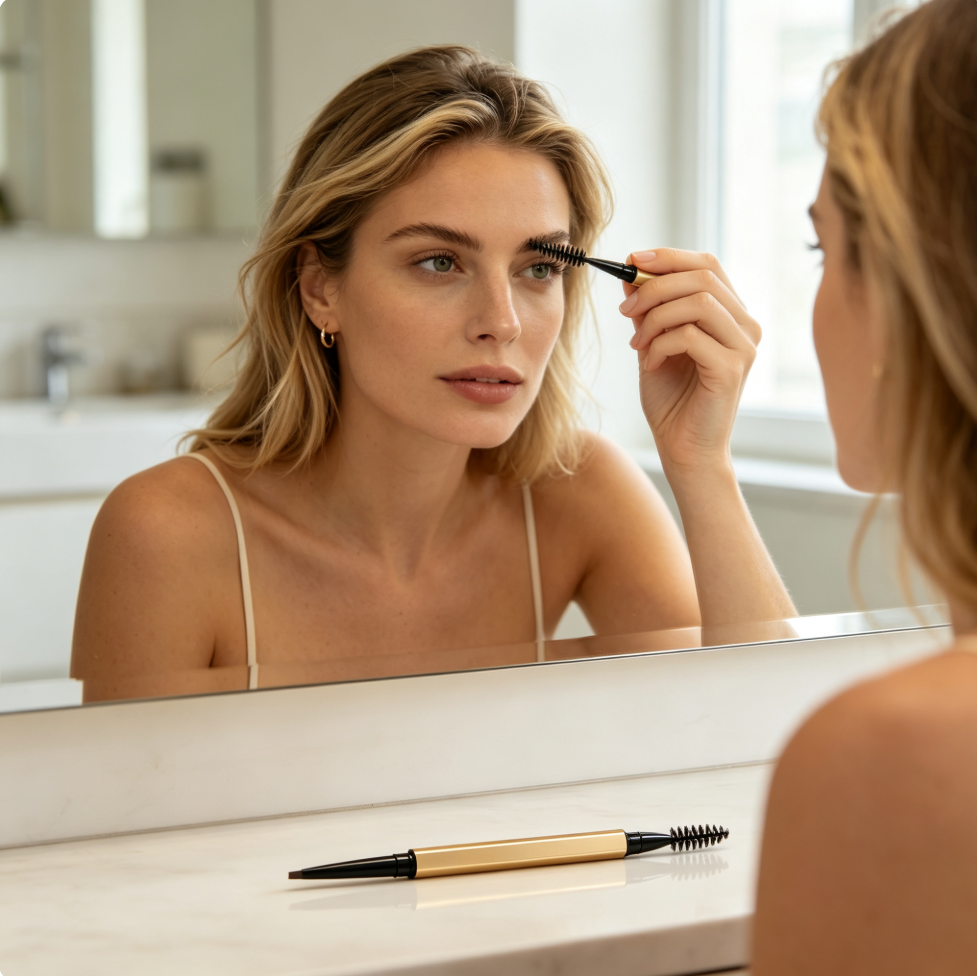 Dual‑End Retractable Eyebrow Pencil, Natural Long‑Lasting Brow Makeup With Spoolie Brush